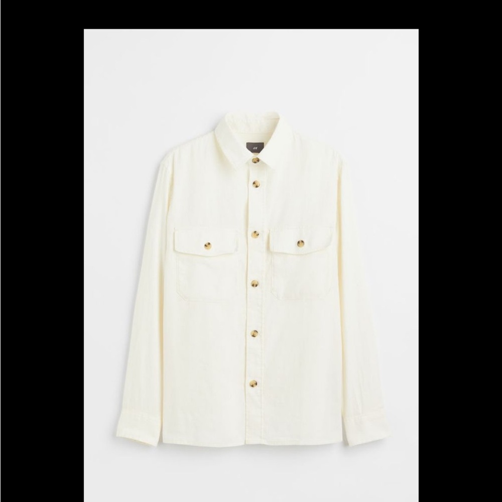 H & M - REGULAR FIT LINEN-BLEND OVERSHIRT